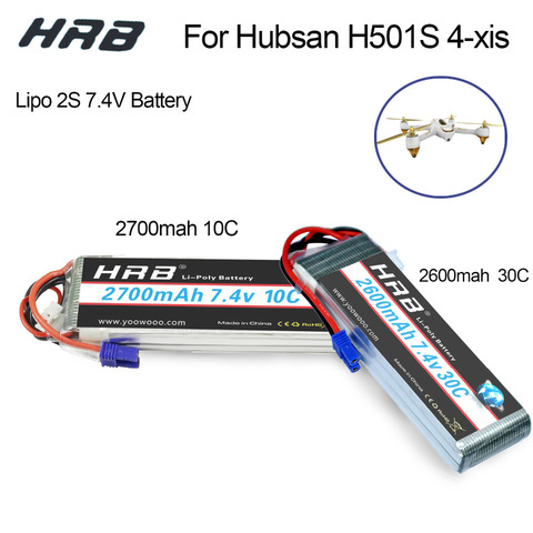 HRB RC Lipo 2s Hubsan H501S 4X battery 7.4V 2600mah 2700mah 10C 30C EC2 Battery Drone Akku Li-Polymer For Helicopter Aircraft ► Photo 1/6