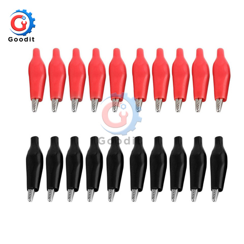 10 pcs Metal Alligator Clip Crocodile Electrical Clamp for Testing Probe Meter Black and Red with Plastic Boot ► Photo 1/6