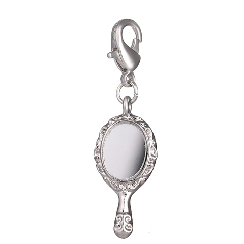 Fashionable white K cosmetic mirror with lobster clasp charm charm pendant jewelry found DIY manual craft ► Photo 1/3