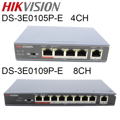 HIKVISION DS-3E0105P-E/DS-3E0109P-E POE Switch 4 port/8 port 100Mbps Unmanaged poe switch  ► Photo 1/5