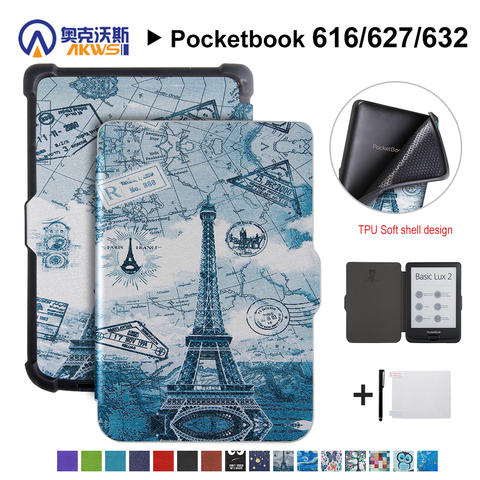 Walkers Slim Case for Pocketbook 616/627/632 Ereader PU Leather Protective Shell for Pocketbook Basic Lux 2 Touch HD 3 ► Photo 1/6