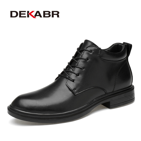 DEKABR Size 35~50 Warm Heighten Boots Genuine Leather Men Boots High Quality Autumn Snow Boots Men Waterproof Soft Ankle Shoes ► Photo 1/6