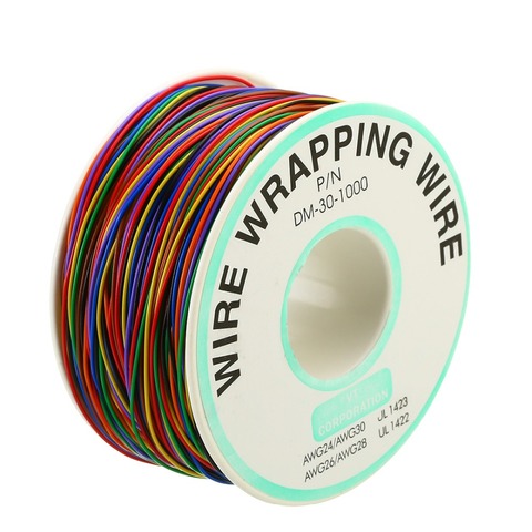 1 Roll 30 AWG 0.25mm Tin Plated Copper Wrapping Wire Insulation Test Cable 8-Colored Flexible Wrap Wire for Laptop PCB Soldering ► Photo 1/1