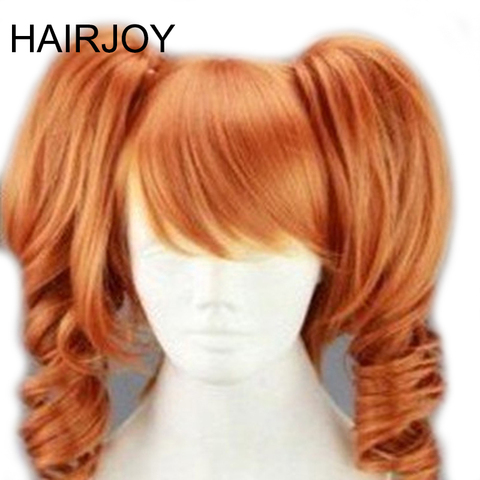 HAIRJOY 45cm Medium Length Orange Cosplay Wig Heat Resistant  Costume Party Synthetic Wigs 2 Clip On Ponytail 7 Colors ► Photo 1/6