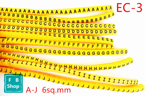 500pcs(each50pcs) EC-3 6sq.mm A-J ABCDEFGHIJ English Letter Tube Label Network Wire Cable Marker ► Photo 1/4