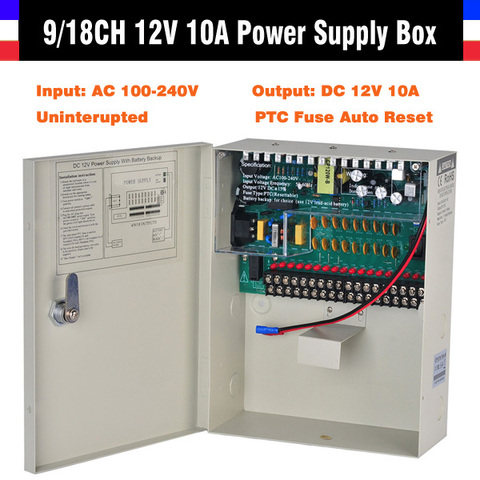 High Quality CE FCC ROHS Certification 9CH 18CH CCTV Power Supply 12V 10A Uninterrupted CCTV Power Box For CCTV Security Camera ► Photo 1/1