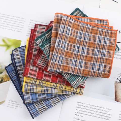 Fashion Plaid Mens Handkerchief Cotton Suits Pocket Square For Men Business Chest Towel Hanky Gentlemen Hankies 24 cm x 24 cm ► Photo 1/6