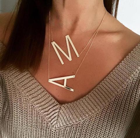 Large Initial Necklace 100% Stainless Steel Jewelry Big Letter Necklace A-Z Gold Necklace Monogram Necklace Gifts ► Photo 1/6