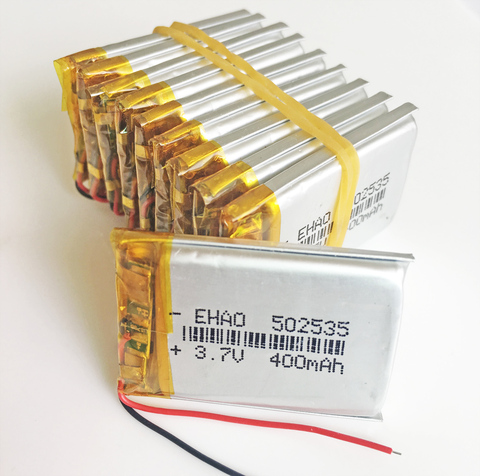 Wholesale 10 pcs 3.7V 400mAh 502535 Li-Po Lithium Polymer Rechargeable Battery For Mp3 Mp4 Mp5 DIY PAD DVD bluetooth headset ► Photo 1/6