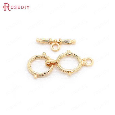 (33187)6 Sets O:12*19MM,T:17*2MM Brass 24K Champagne Gold Color Plated Bracelet O Toggle Clasps Jewelry Findings Accessories ► Photo 1/6