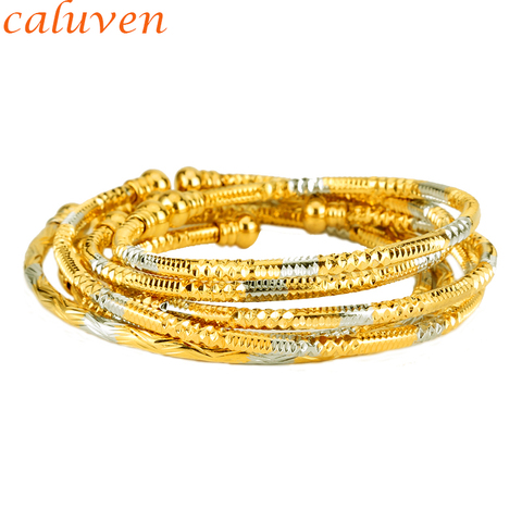 6pcs New Gold Africa Jewelry Ethiopian Two-Tones Ball Color Bangle&Bracelet Dubai Bangles for Women Wedding Gifts ► Photo 1/4