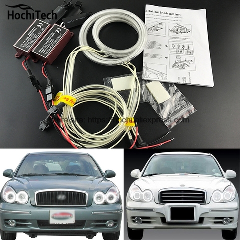HochiTech ccfl angel eyes kit white 6000k ccfl halo rings headlight for Hyundai Sonata 2002 2003 2004 2005 ► Photo 1/6