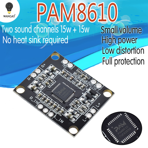 PAM8610 digital power amplifier board 2 x15w dual channel stereo mini class D power amplifier board ► Photo 1/6