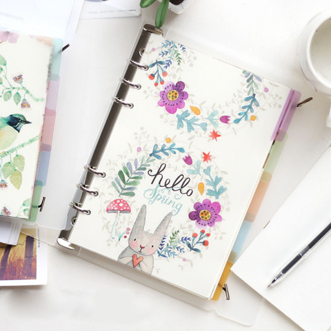 A5 A6 6 Holes Colored Notebook Loose Leaf Transparent PP Separator Pages Notebook Paper Inside Pages ► Photo 1/6