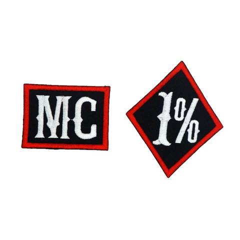 1% MC name tag iron on backing funny punk rock embroidered biker motorcycle patches for vest hat jeans ► Photo 1/4
