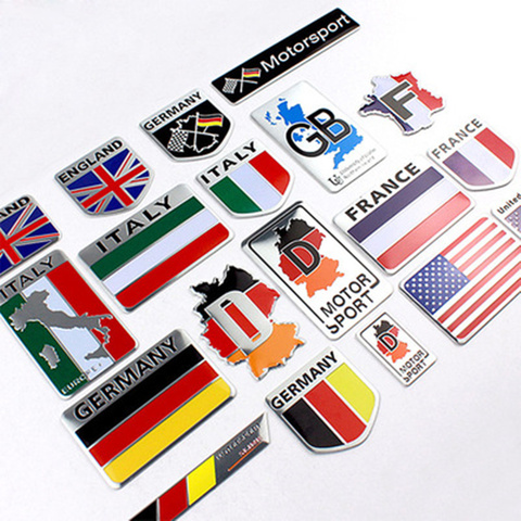 3D Aluminum Alloy Germany Italy France Sweden UK National Flag Car Sticker Badge Grille Emblems Motorcycle Decal Decoration Logo ► Photo 1/6
