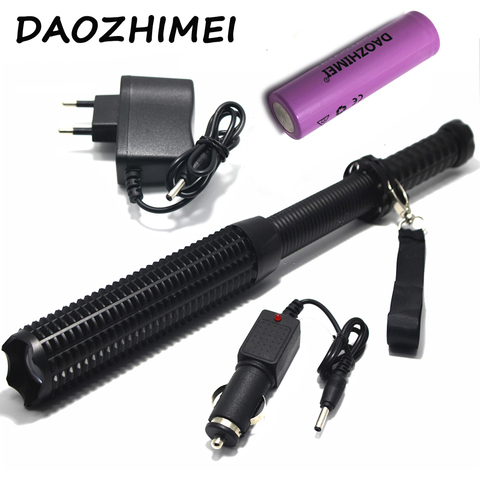 Powerful led flashlight 18650  Q5 Telescopic baton self defense police 1101 Patrol LED rechargeable flash light ► Photo 1/1