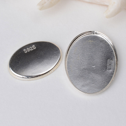 Solid 925 Sterling Silver Oval Cabochon Trays Locket Settings ► Photo 1/5