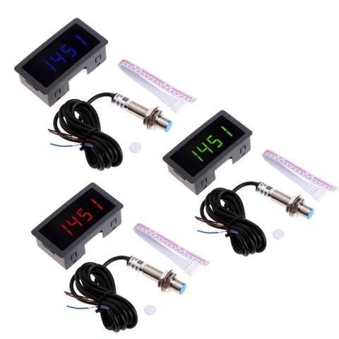 4 Digital LED Tachometer RPM Speed Meter+Proximity Switch Sensor NPN 12V 9999RPM -B119 ► Photo 1/6