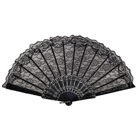 Folding Fans Hollow Lace Chinese Style Dance Wedding hand fan Folding Held Flowers Fans decorative abanico 2022 new dropshipping ► Photo 1/6