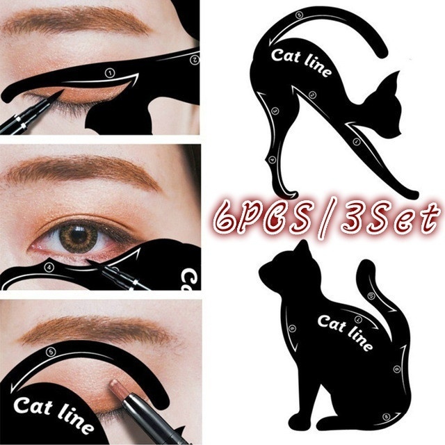 3Set Cat Line Stencils Pro Eye Makeup Tool Eyeliner Stencils ...