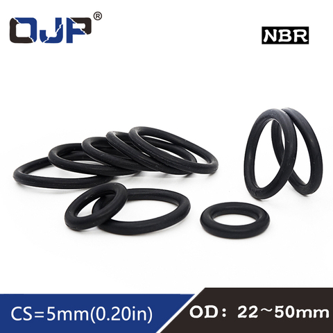 20PC/lot Rubber Ring NBR Sealing O-Ring CS5mm OD22/25/28/30/32/34/35/36/38/40/42/45/48/50mm Nitrile O Ring Seal Oring Gasket ► Photo 1/6