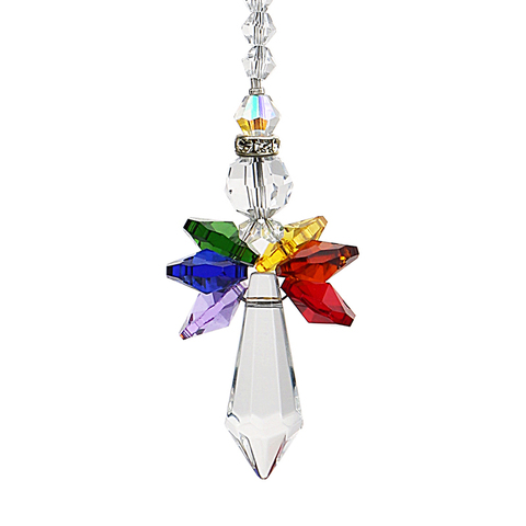 H&D Crystal Guardian Angel Suncatcher Car Charm for Rear View Mirror Home Garden Hanging Decoration Gift (Chakra) ► Photo 1/6