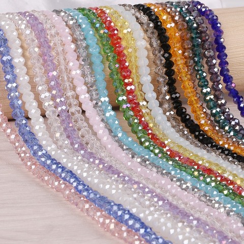 145pcs 4mm Multi Color Rondelle Austria faceted Crystal Glass Beads Loose Spacer Round Beads For DIY Jewelry Making ► Photo 1/6