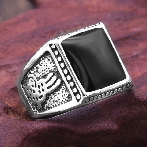 Vintage Black Square Oil Drip Ring Men Alloy Wedding Rings Men Jewelry Accessories ► Photo 1/6