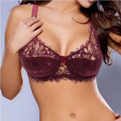 B C D Cup Sexy Lace Embroidery Bra Underwired Gather Adjustment