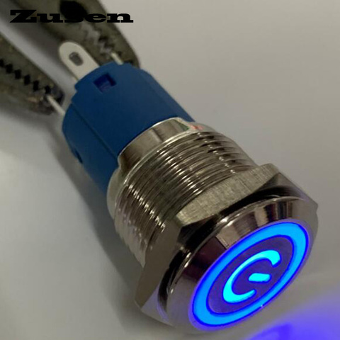 Zusen 16mm on/off  illuminated Power symbol latching push button switch(ZS16F-11ZEP/B/12V/N illuminated power symbol) ► Photo 1/3