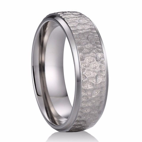 7mm Pure Titanium Ring Multi-faceted Hammered Polished Finish Comfort Fit Men & Women Wedding Band ► Photo 1/1