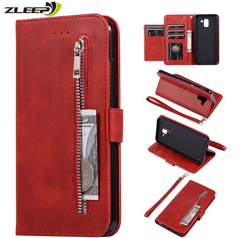 Wallet Case For Samaung Galaxy J3 J5 2017 EU J4 J6 Plus 2022 Leather Zipper Flip Card Holder Stand Phone Cover Coque Shell Bag ► Photo 1/6