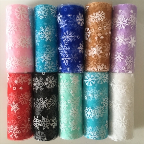 Wedding Snowflake Tulle Roll 10Y 15Cm Tulle Knit Sewing Mesh Fabric Diy Tutu Skirt Organza Birthday Party Christmas Decoration ► Photo 1/6