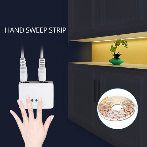 Hand Wave LED Strip Light Diode Ribbon Tape 12V With Dimmable Hand Sweep Sensor Switch DIY Kitchen Cabinet Lights Wardrobe Lamp ► Photo 1/6