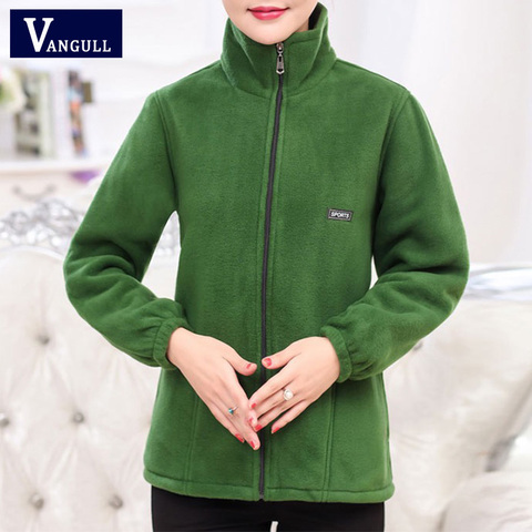 Vangull 2022 New Autumn Mid-aged Women Fleece Jackets Plus Size 5XL Casual Warm Jacket Zipper Outerwear for Mum Winter Fashion ► Photo 1/6