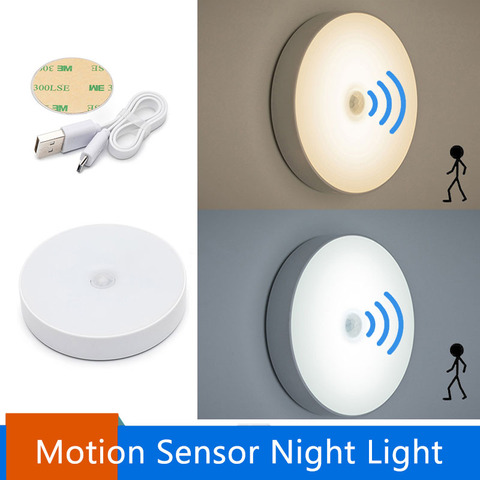 Led Round Lights, Motion Sensor Lighting Night Light, Wireless Cupboard  Magnetic Lights, Battery Operated With Usb, For Under Cabinet, Kitchen,  Stairs