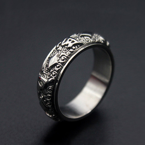 Fashion Rotatable ethnic totem Round Pattern Rings silver Color Stainless Steel Jewelry For Women man Gift Top Quality ► Photo 1/5