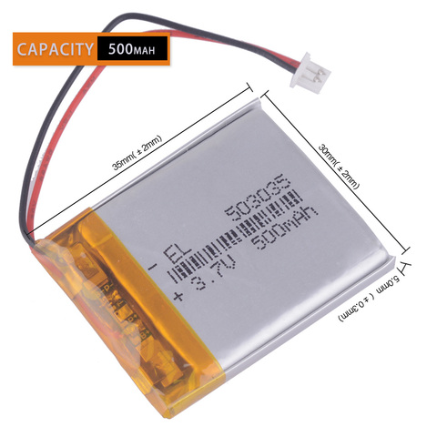 503035 3.7v 500mah lithium polymer battery 3 7V volt li po ion lipo rechargeable batteries for dvd GPS navigation ► Photo 1/1