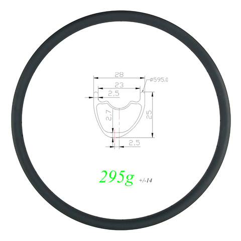 295g 650B MTB XC 28mm asymmetric carbon rim clincher tubeless gravel mountain bike UD 3K 12K matte glossy 24H 28H 32H 27.5 wheel ► Photo 1/1