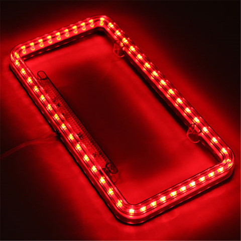 12V Red LED Lighting Acrylic USA/Canada License Plate Frame Tag Cover Holder for Auto Truck Vehicles Car Styling ► Photo 1/6