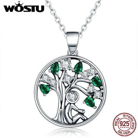 WOSTU New Arrival Real 925 Sterling Silver Relying in the Tree Pendant Necklaces For Women Luxury Fine Jewelry Gift CQN094 ► Photo 1/6