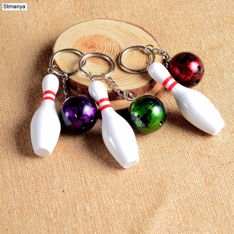 Design Cool Luxury sports Keychains Key Chain Car Key Ring Bowling chain color pendant For Man Women Gift wholesale 17164 ► Photo 1/6
