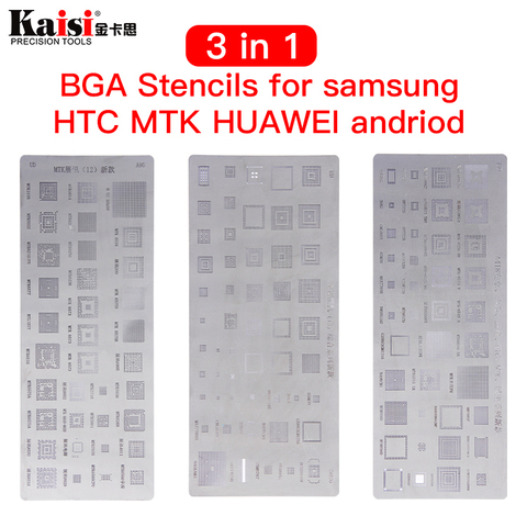High quality 3pcs universal BGA Stencils for MTK Samsung HTC Huawei Android  Directly Heated BGA Reballing Stencils Kit ► Photo 1/4