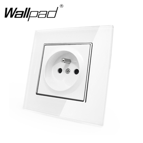 EU French Standard Socket with Claws Wallpad White Glass Panel Schuko French EU Style Wall Plug Power Outlet  Socket with Hook ► Photo 1/6