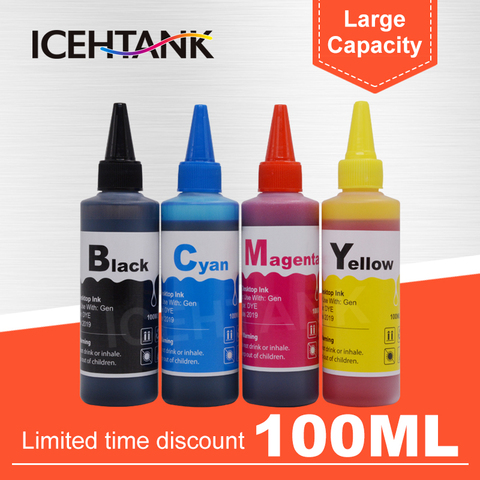 ICEHTANK Printer Ink Refill kit For HP for Canon For Epson For Brother Inkjet Cartridge Ciss tank Universal 100ml Bottle Dye Ink ► Photo 1/6