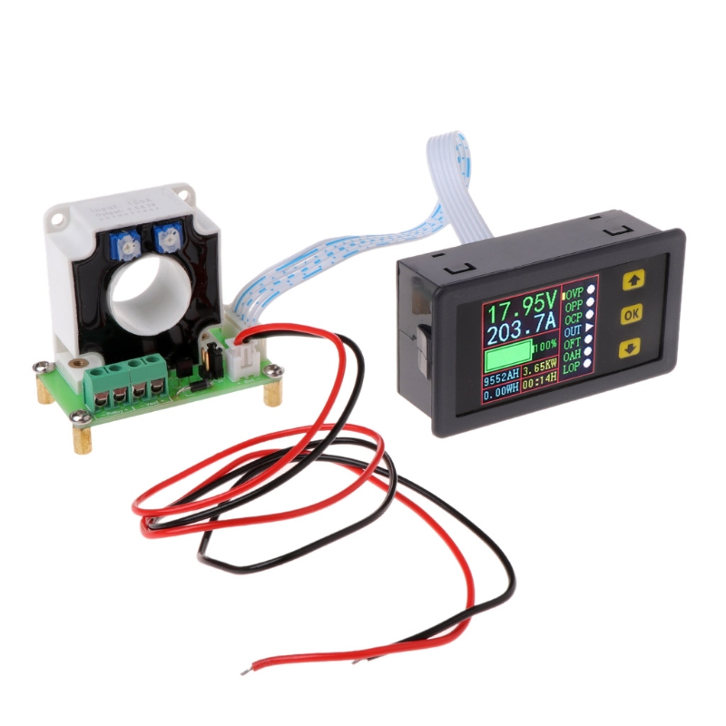 Digital DC Multimeter 0-90V 0-500A Voltmeter Ammeter Power Capacity Time Meter 