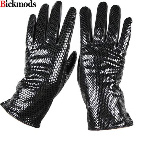 Female style snakeskin pattern leather gloves points finger sheepskin gloves warm cashmere lining armband sets free shipping ► Photo 1/6