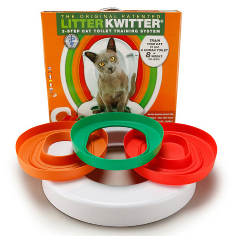 3 Step Cat Toilet Training System Kit Colourful Plastic Training Queakly Easy to Use Human Toilet 8 weeks or less Pet Supplies ► Photo 1/6
