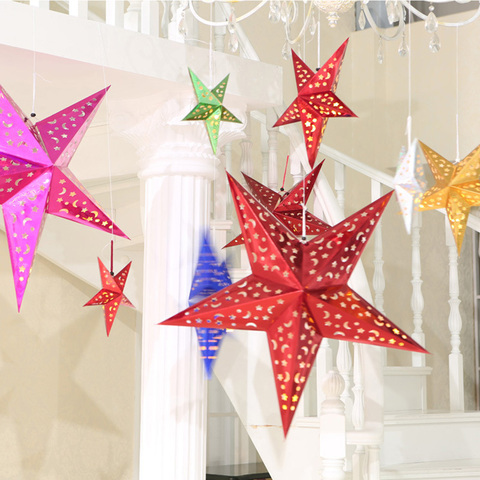 3D Shiny Star Stereo laser Paper Lantern Pentagram Lamp 30cm/45cm/60cm Hanging Tree Ornaments Christmas Scene   Decoration ► Photo 1/4